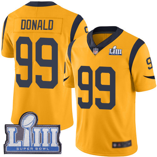 Los Angeles Rams Limited Gold Men Aaron Donald Jersey NFL Football #99 Super Bowl LIII Bound Rush Vapor Untouchable